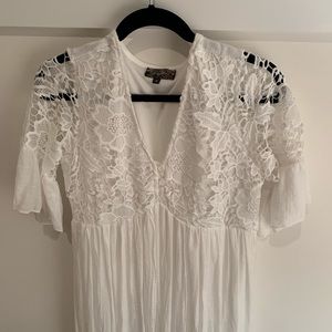 Boho white dress w/ lace top